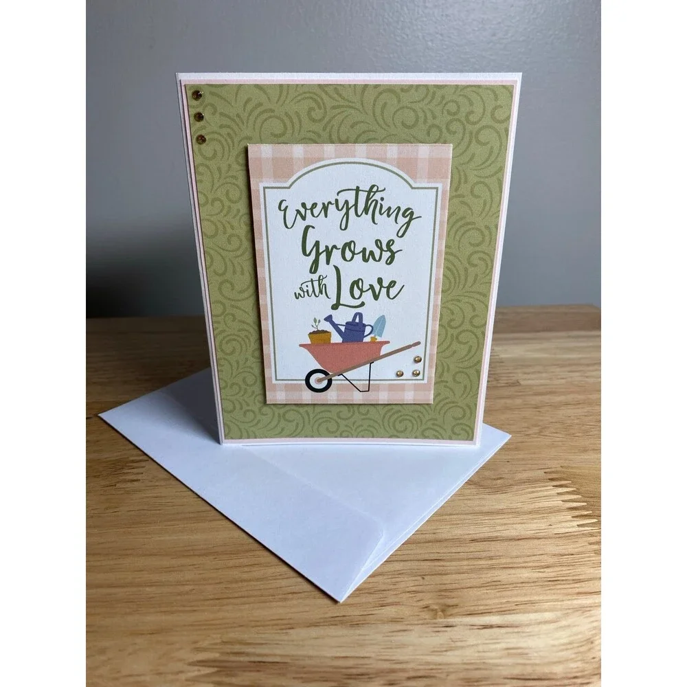 Handmade Spring Greeting Card A2 Floral Card Blank Inside w/ Envelope